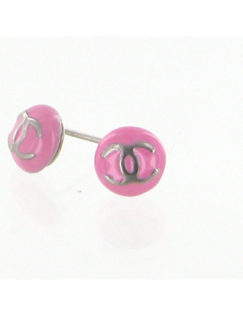Clous d'oreilles émaillés rose CHANEL