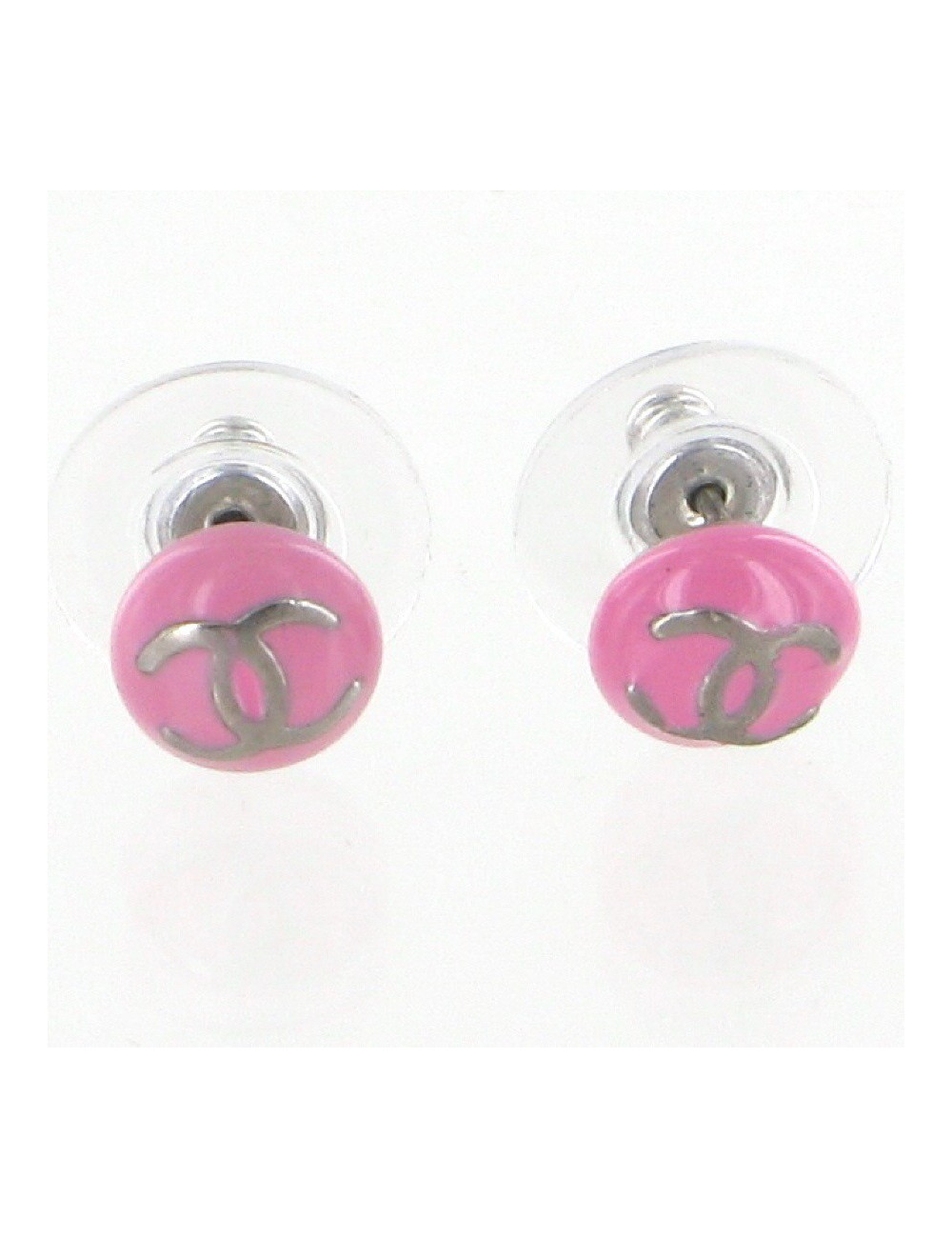 Clous d'oreilles émaillés rose CHANEL
