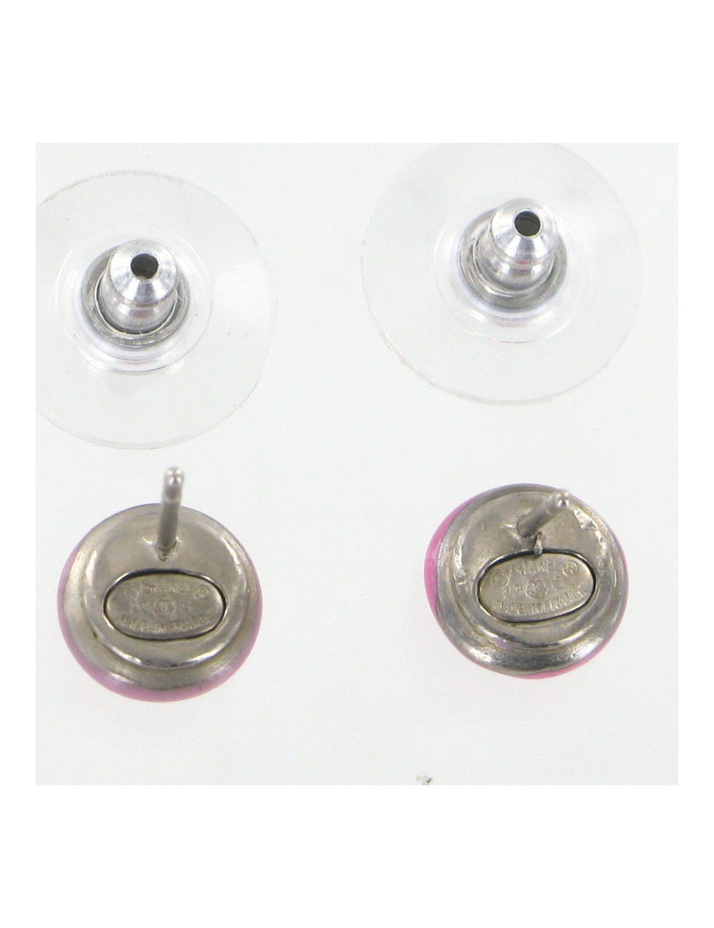 Clous d'oreilles émaillés rose CHANEL