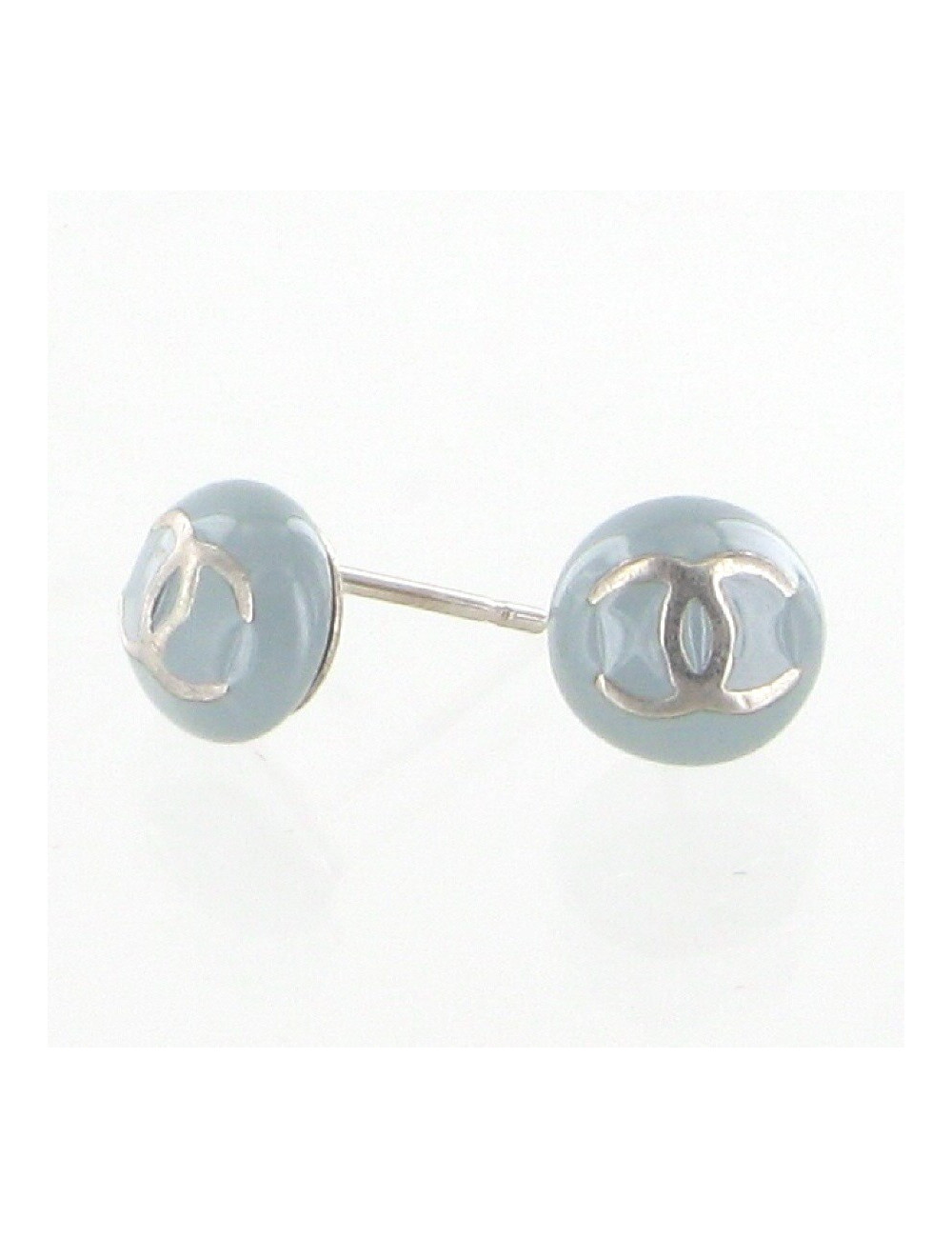 Clous d'oreilles émaillés bleu CHANEL