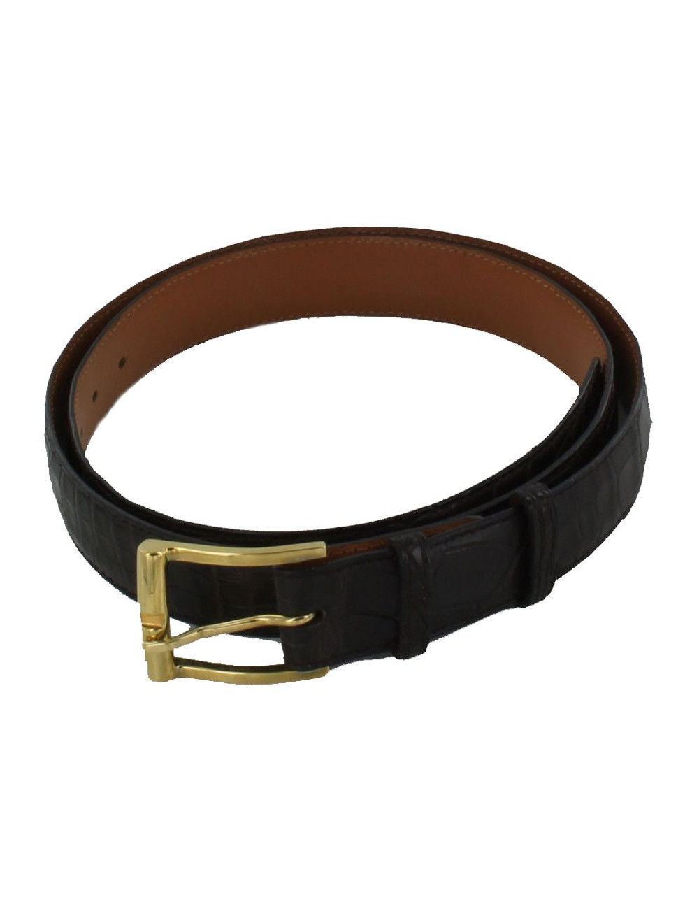 Ceinture Homme FRANCK NAMANI en Alligator marron foncé