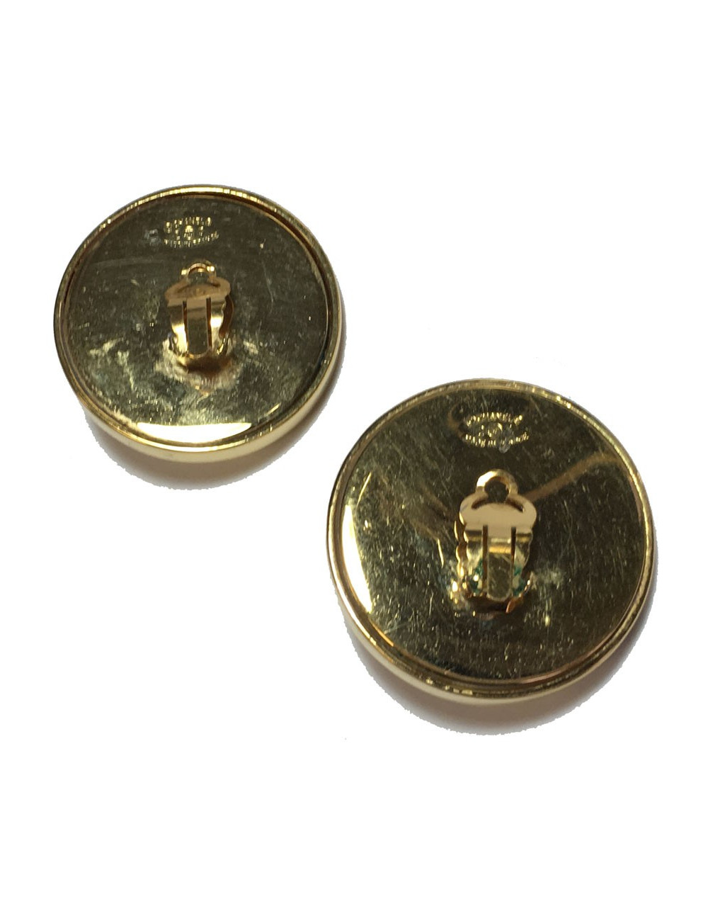 Boucles d'oreille clips CHANEL vintage en métal doré