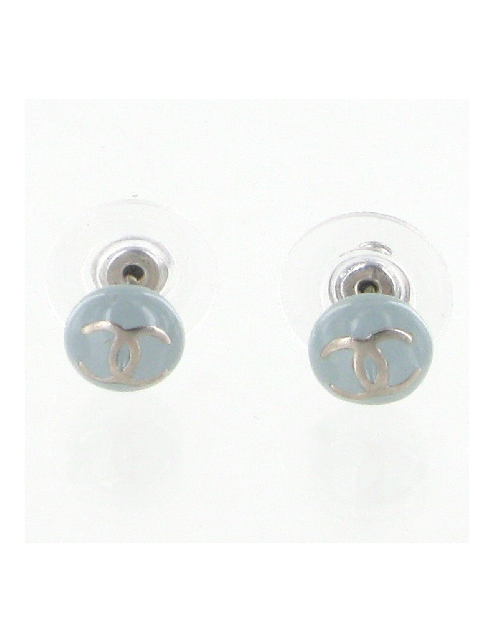 Clous d'oreilles émaillés bleu CHANEL
