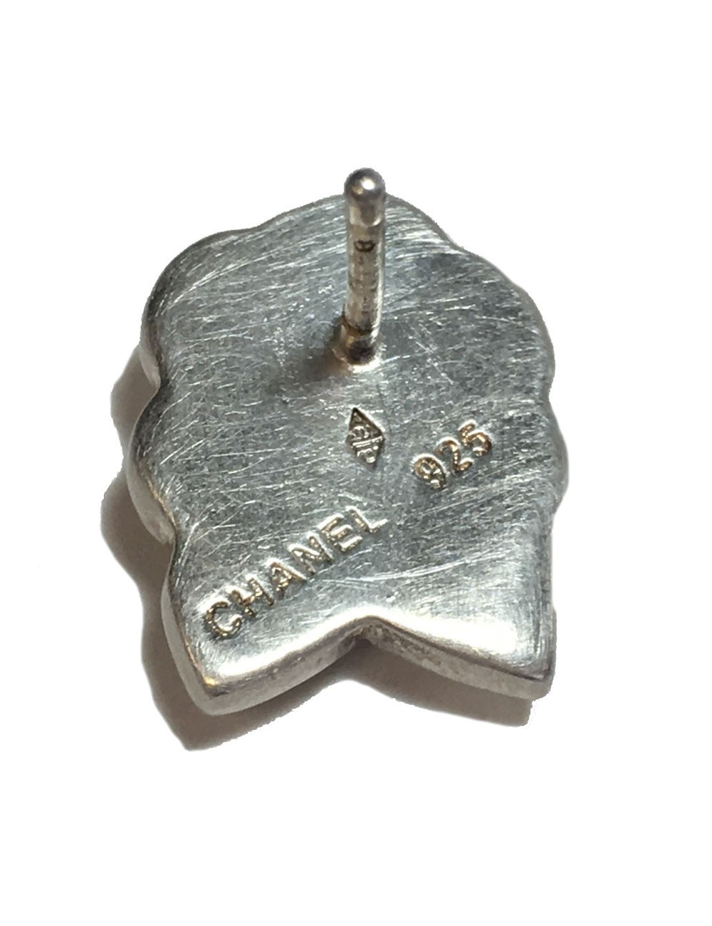 CHANEL cammellia silver sterling studs earrings