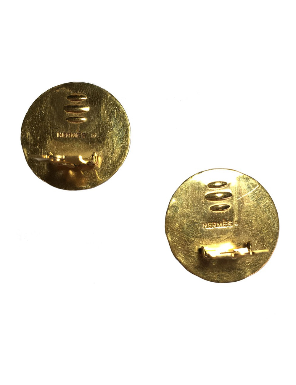 Clips d'oreille HERMÈS en émail noir