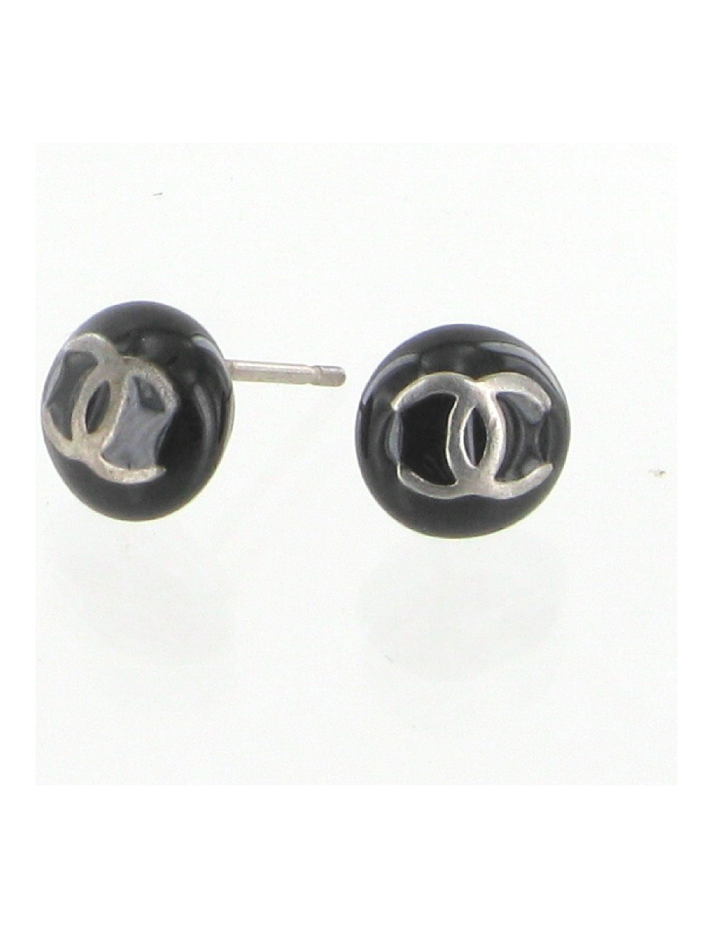 Clous d'oreilles émaillés noir CHANEL