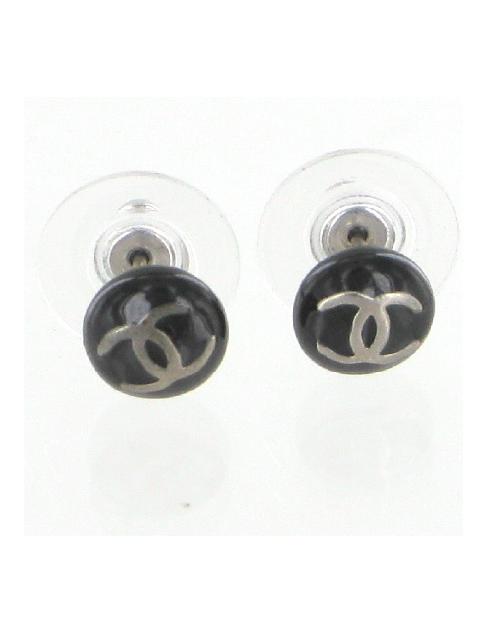 Clous d'oreilles émaillés noir CHANEL