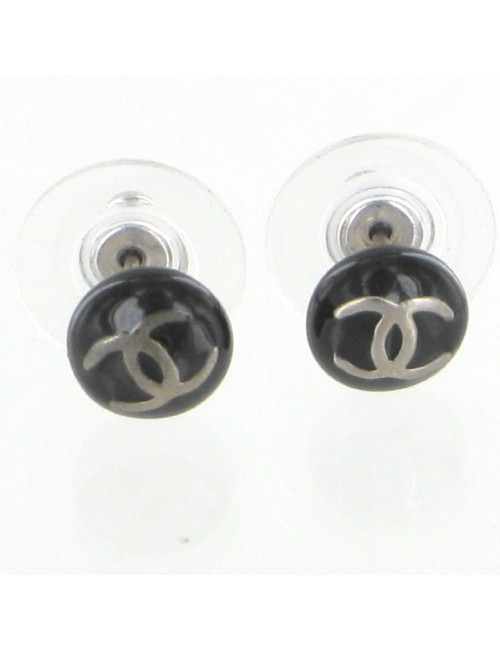 Clous d'oreilles émaillés noir CHANEL