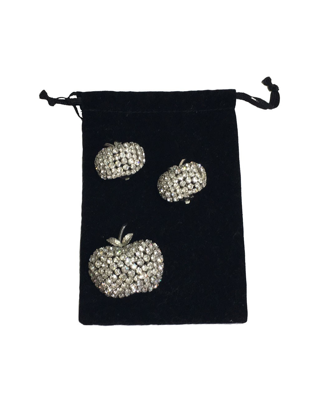 xxx Parure DIOR  boucles d'oreille + broche vintage en strass glamour