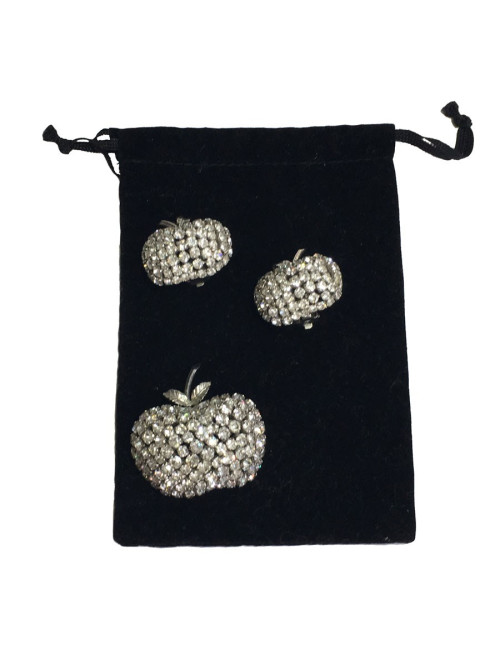 xxx Parure DIOR  boucles d'oreille + broche vintage en strass glamour