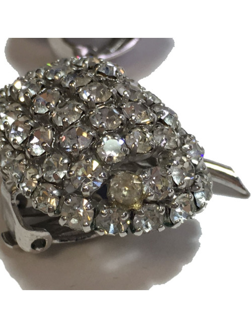 xxx Parure DIOR  boucles d'oreille + broche vintage en strass glamour