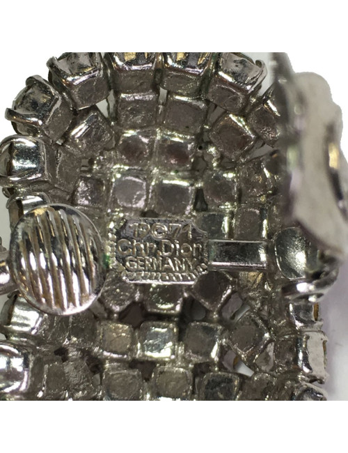 xxx Parure DIOR  boucles d'oreille + broche vintage en strass glamour