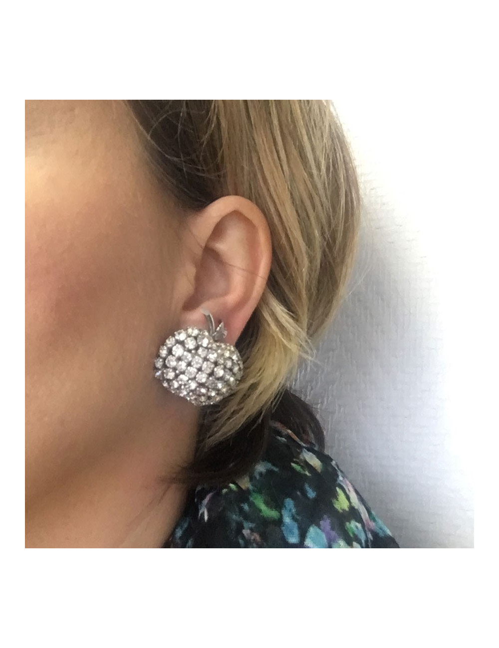 xxx Parure DIOR  boucles d'oreille + broche vintage en strass glamour