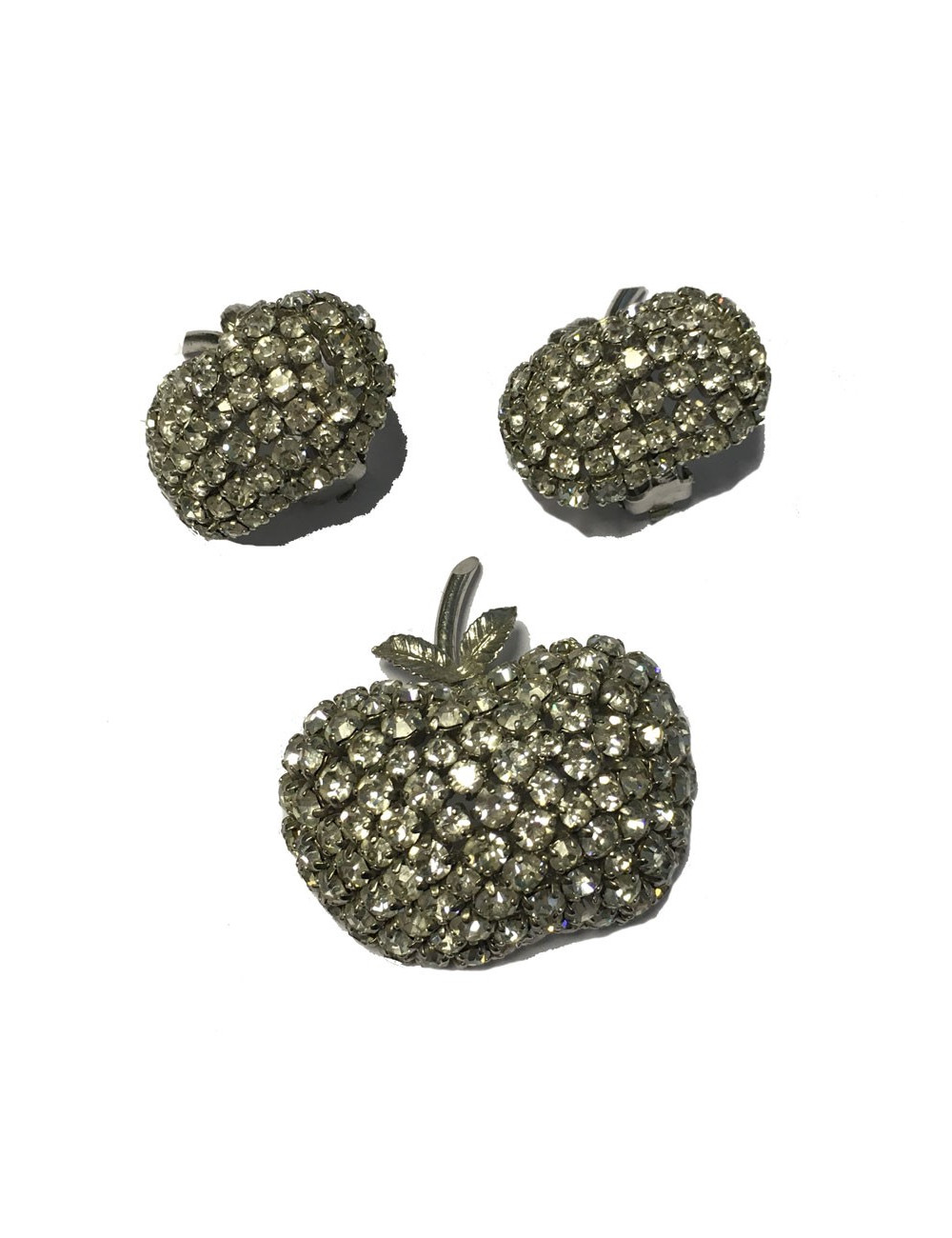 xxx Parure DIOR  boucles d'oreille + broche vintage en strass glamour