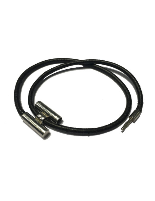 Dizzy HERMES leather black and silver ring link bracelet