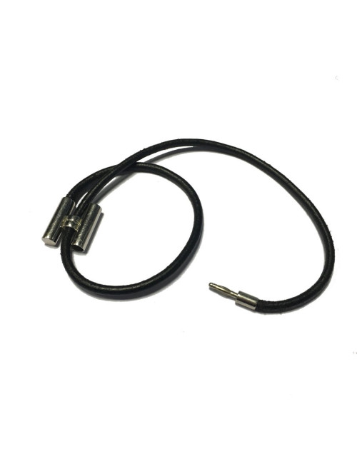 Bracelet Tournis HERMES lien en cuir noir et argent palladié