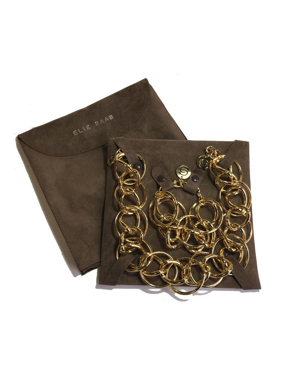 Parure ELIE SAAB collier et bracelet en métal doré