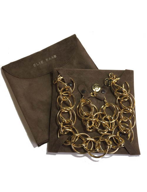 Parure ELIE SAAB collier et bracelet en métal doré