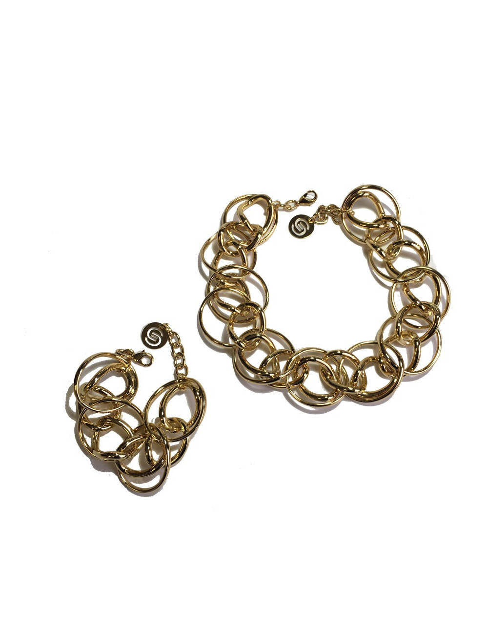 Parure ELIE SAAB collier et bracelet en métal doré