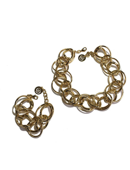 Parure ELIE SAAB collier et bracelet en métal doré