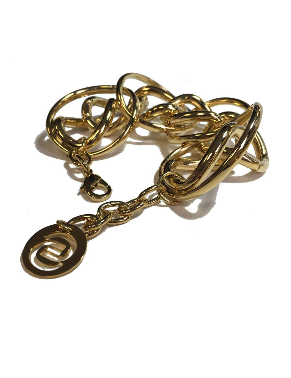 Parure ELIE SAAB collier et bracelet en métal doré