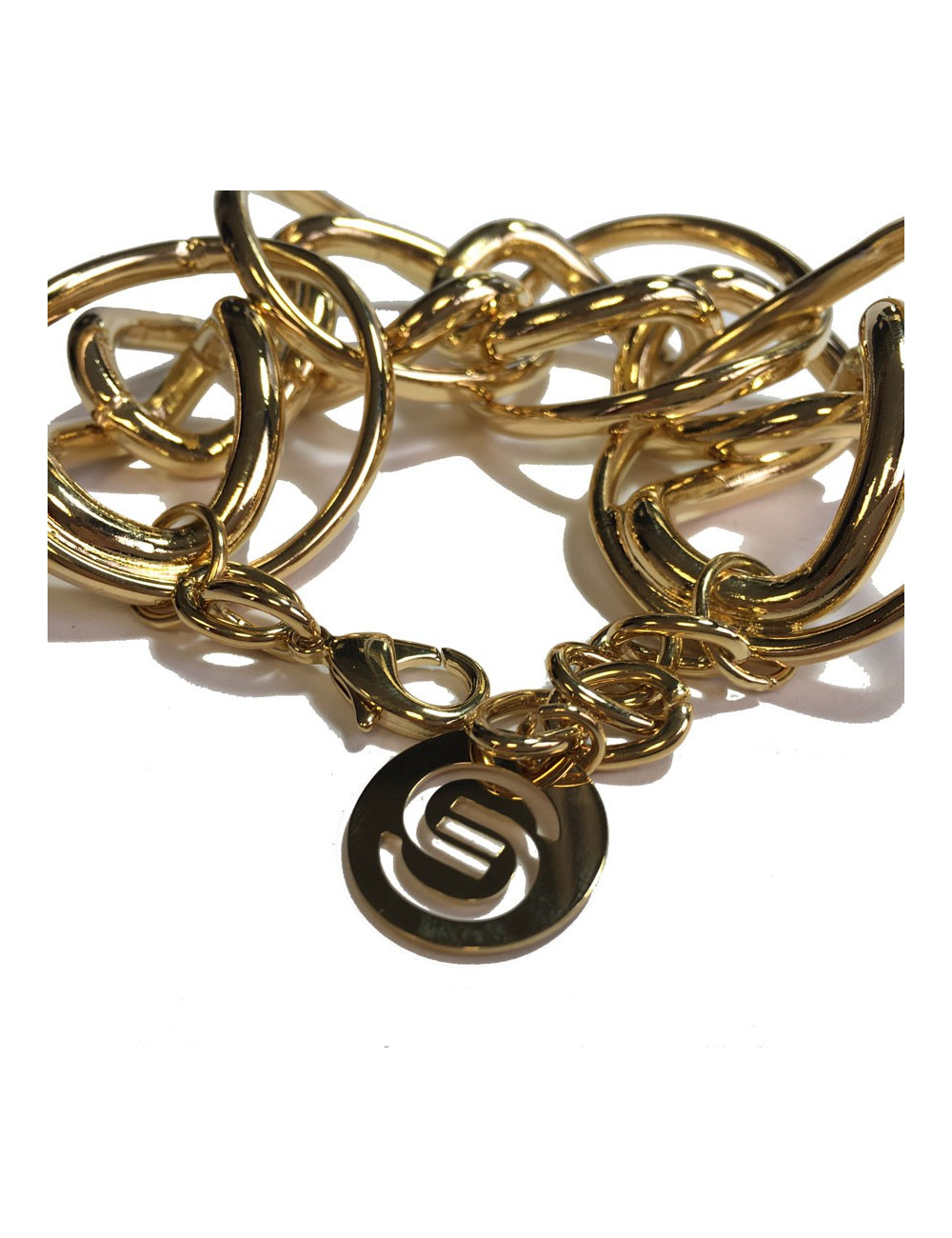 Parure ELIE SAAB collier et bracelet en métal doré