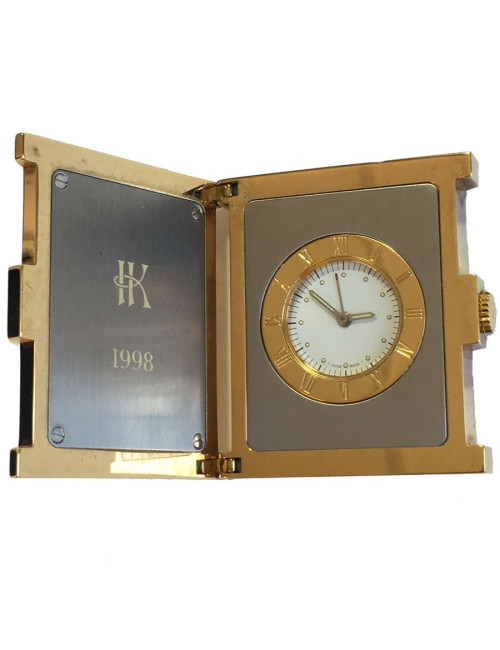 Montre de voyage 1998 PEQUIGNET en plaqué or et acier