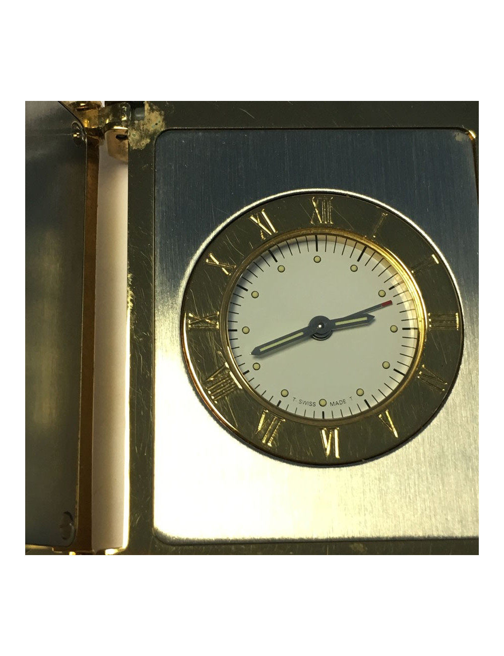 Montre de voyage 1998 PEQUIGNET en plaqué or et acier