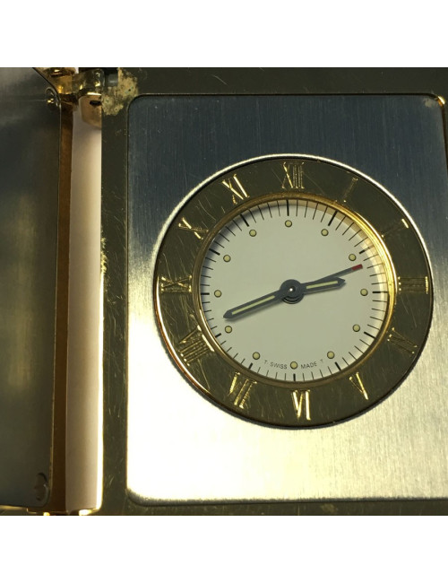 Montre de voyage 1998 PEQUIGNET en plaqué or et acier