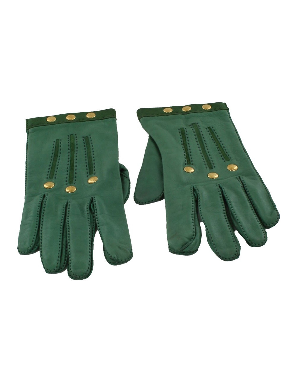 gants HERMES t 7 cuir  vert