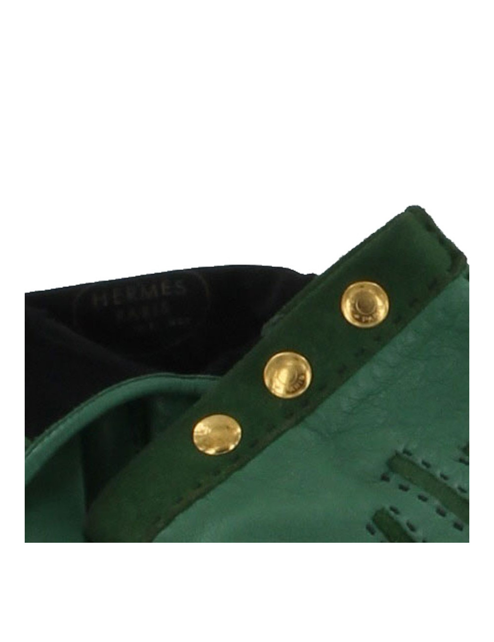 HERMES t7 green leather gloves