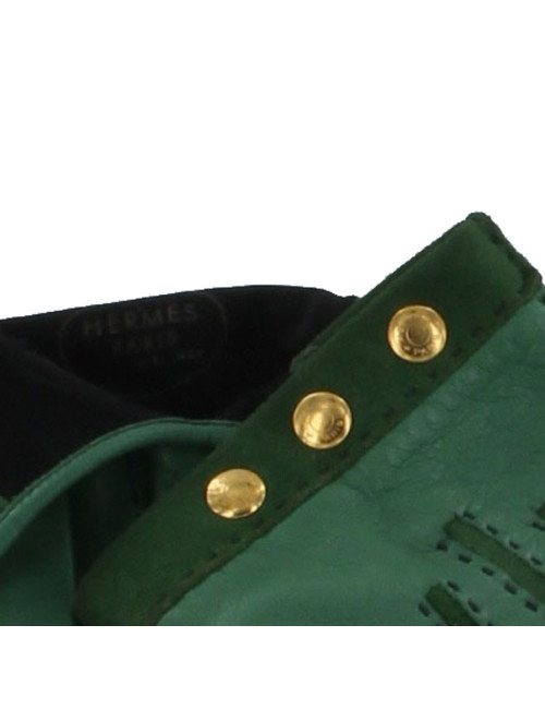 gants HERMES t 7 cuir  vert