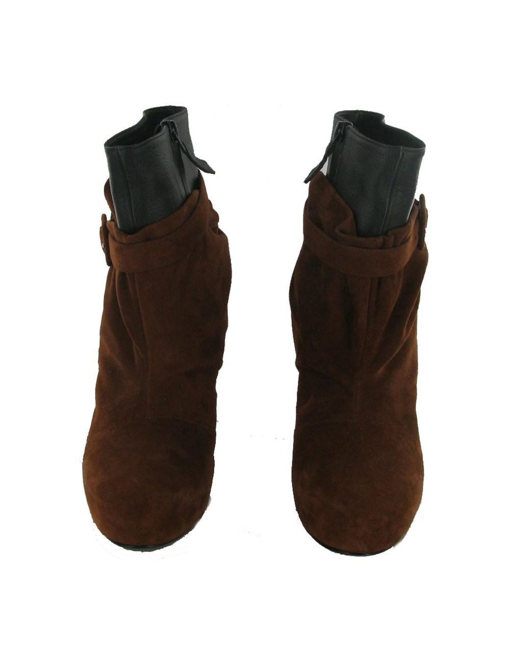 Bottines T 38 HERMES cuir et daim 