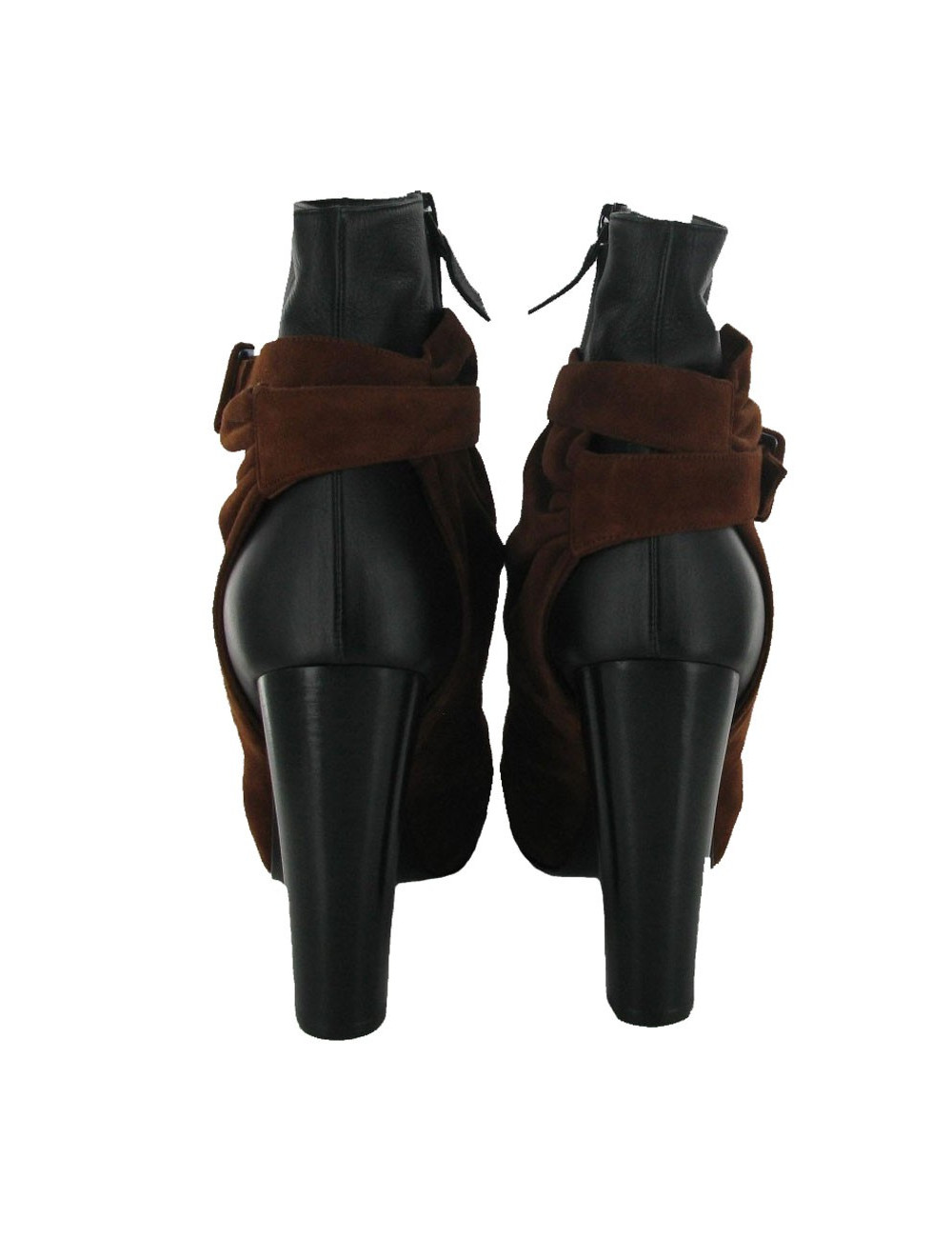Bottines T 38 HERMES cuir et daim 