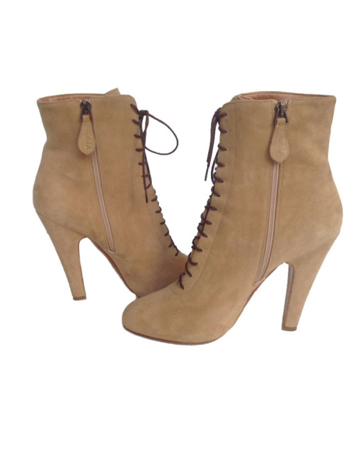 ALAÏA Ankle boots with heels in beige suede size 39.5 EU