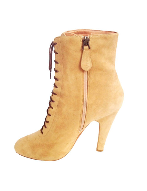 Bottines ALAIA T39,5 daim beige