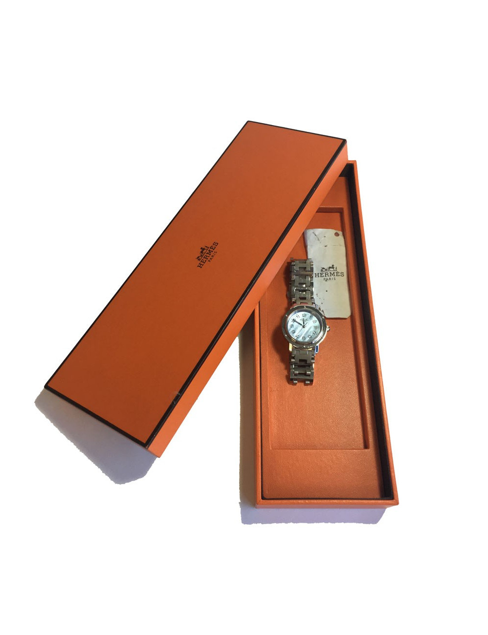 Montre Clipper HERMES fond nacre bleue MM