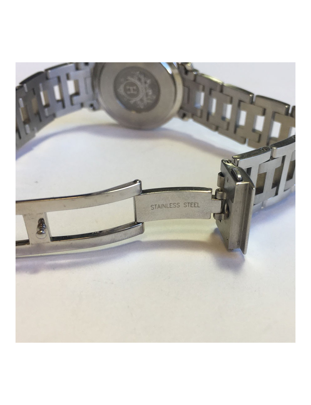 HERMES Clipper watch, medium size, pearlescent blue face