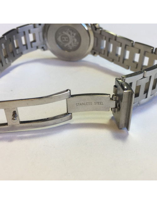 HERMES Clipper watch, medium size, pearlescent blue face