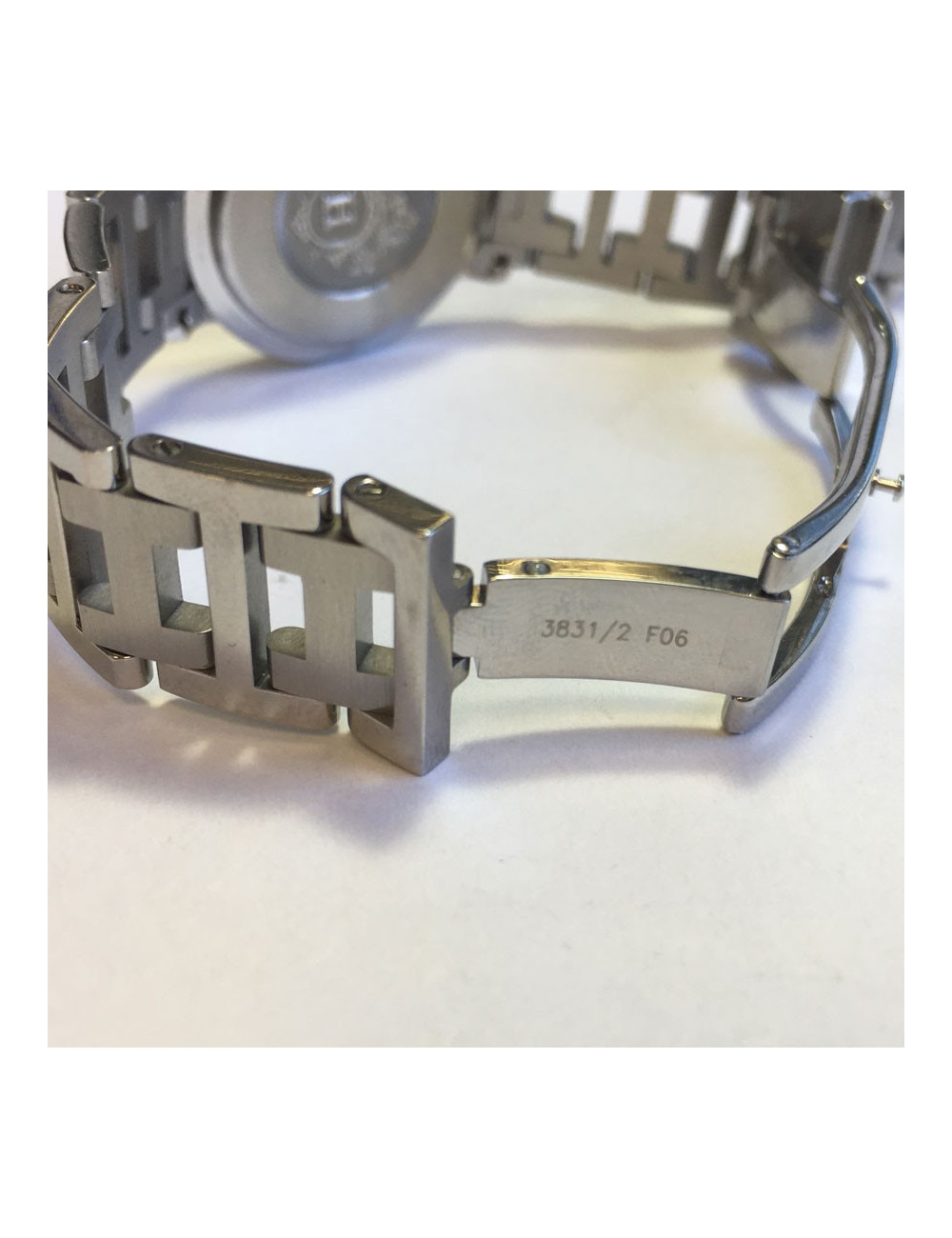 HERMES Clipper watch, medium size, pearlescent blue face