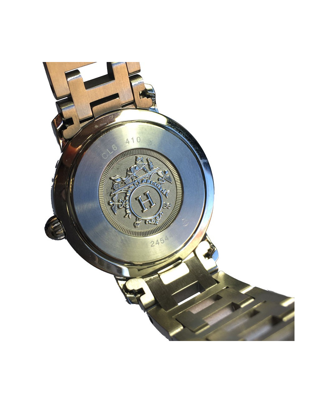 Montre Clipper HERMES fond nacre bleue MM