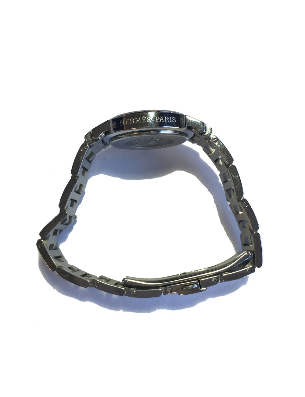 HERMES Clipper watch, medium size, pearlescent blue face