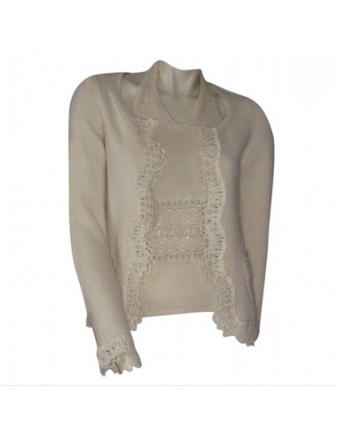 CHANEL Twinset cashmere T 38 off-white