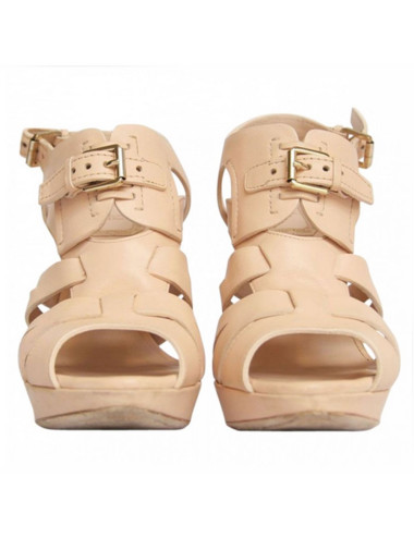 Sandales hautes DIOR t38 cuir beige rosé 2