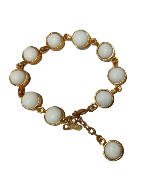 Bracelet MARGUERITE DE VALOIS pâte de verre blanche
