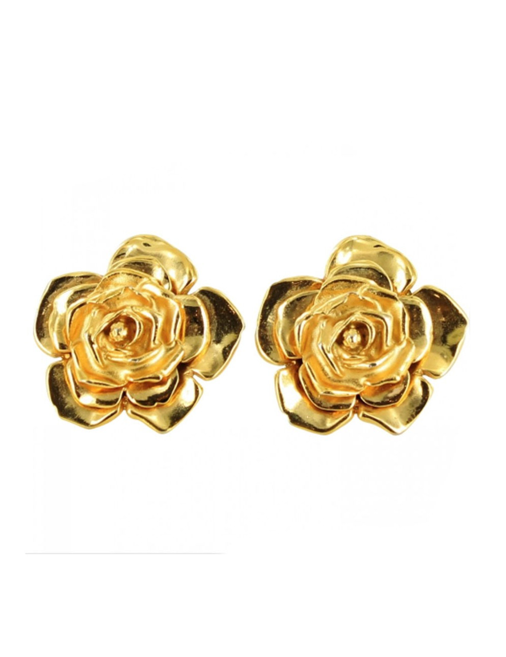 clips d'oreille YVES SAINT LAURENT  roses dorées