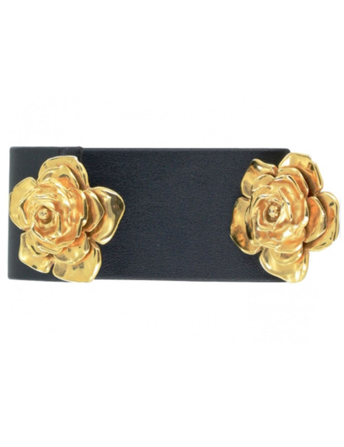 clips d'oreille YVES SAINT LAURENT  roses dorées
