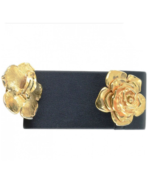 clips d'oreille YVES SAINT LAURENT  roses dorées