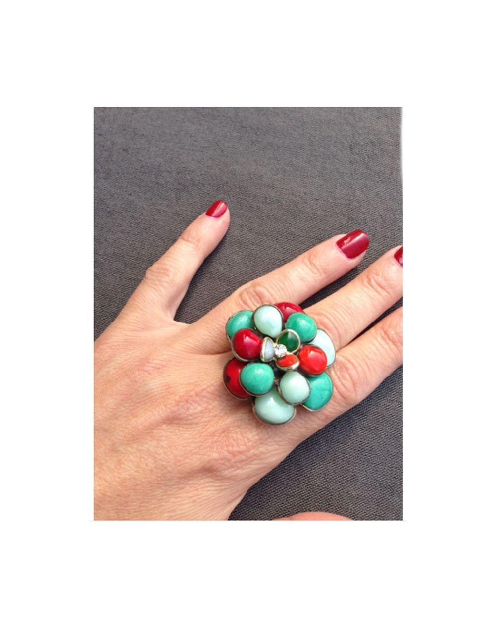 Bague fleur MARGUERITE DE VALOIS en pâte de verre