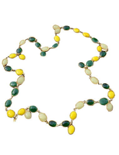 MARGUERITE DE VALOIS "Waterfalls" necklace in green and yellow gradient molten glass